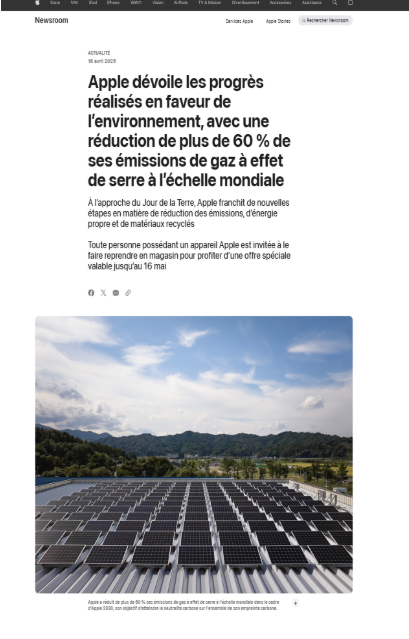 Exemple d'article de la stratégie du blog d'entreprise d’Apple 
