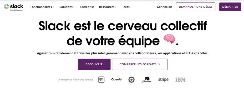 Exemple copywriting landing page Slack
