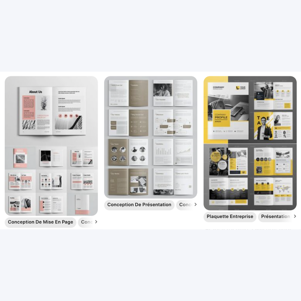 Plaquette commerciale : exemples de modèles sur Pinterest.