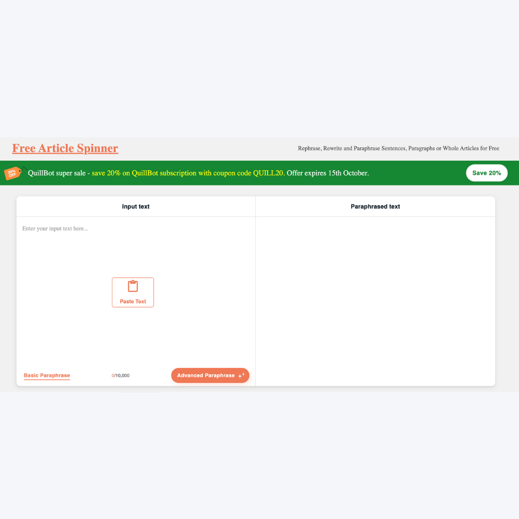 Free Article Spinner : outil pour la réécriture de site web. 