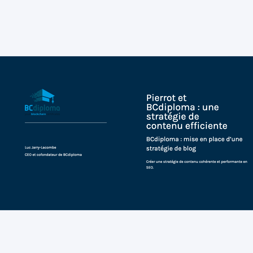 Page de vente de Pierrot pour le client BC Diploma.
