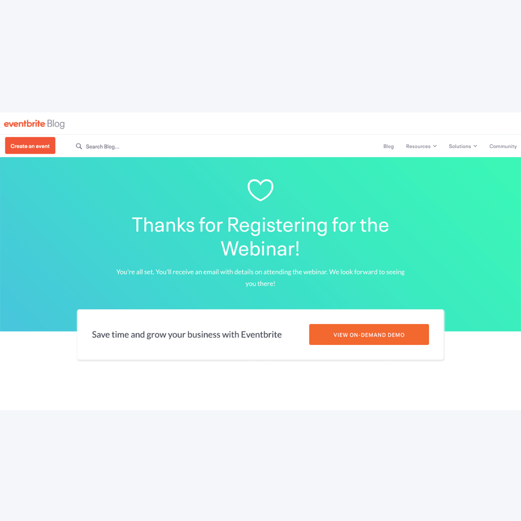 Exemple de landing page : la "thank you page".