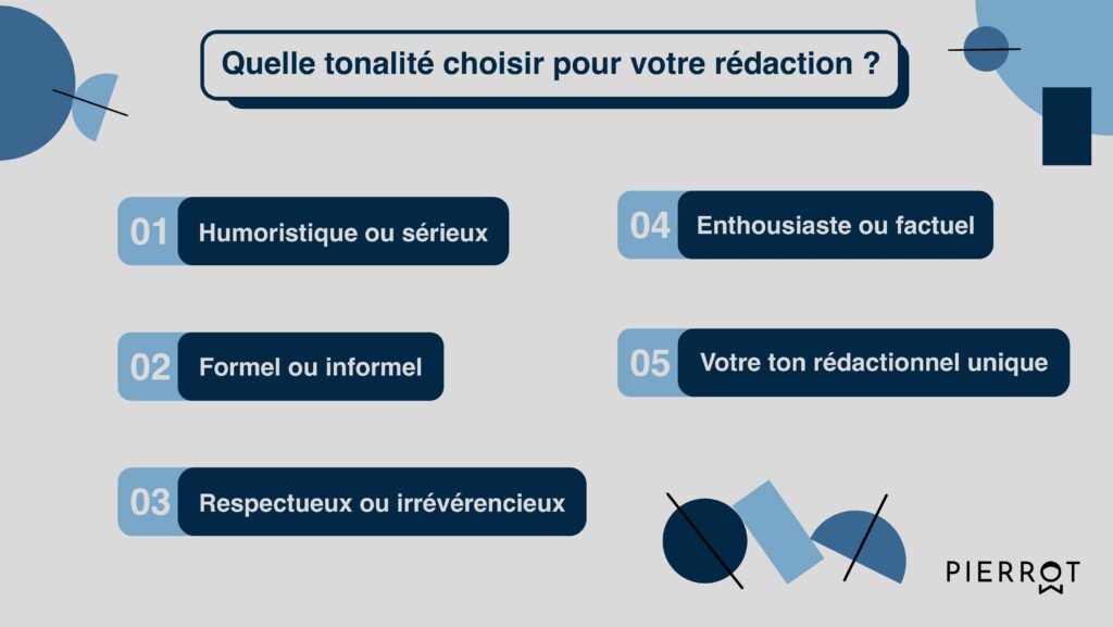 Pour améliorer le taux d'engagement de vos contenus sur le web, déterminez la tonalité la plus pertinente par rapport au sujet de votre page web.